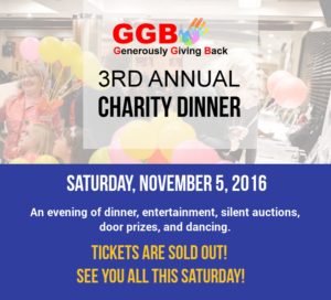 Generously Giving Back - 3rd charity dinner - Sat. Nov. 5, 2016